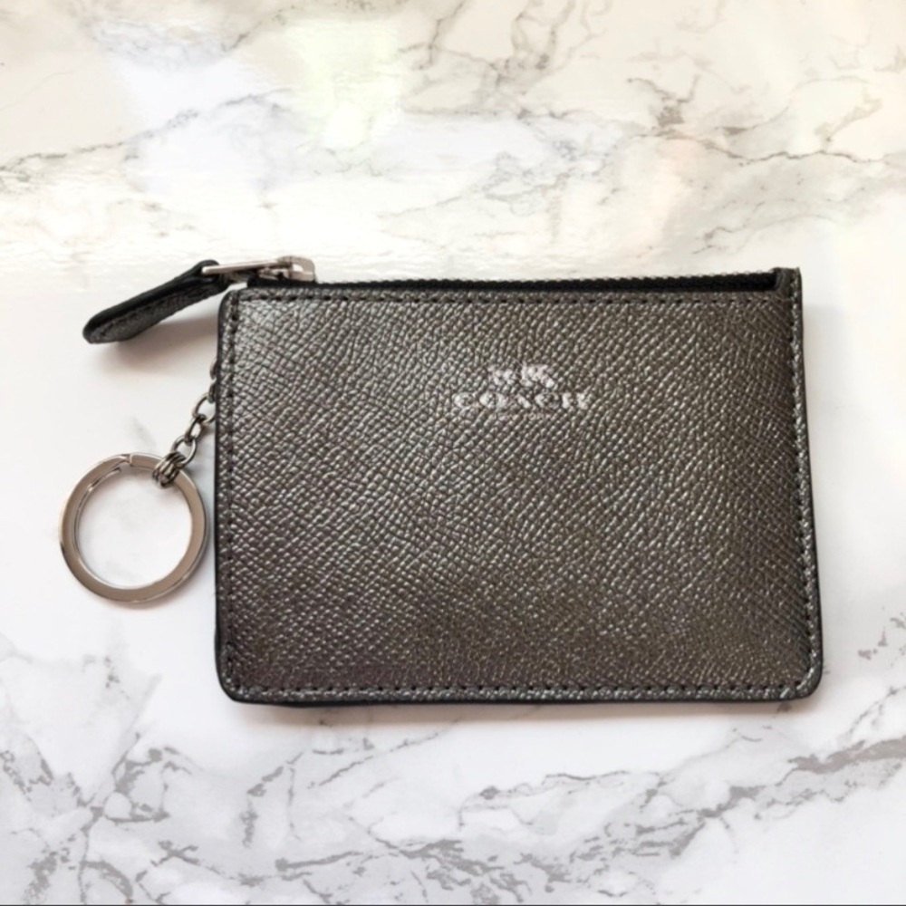 Coach Leather Mini id skinny Key Chain Card Case Holder - Picture 2 of 4